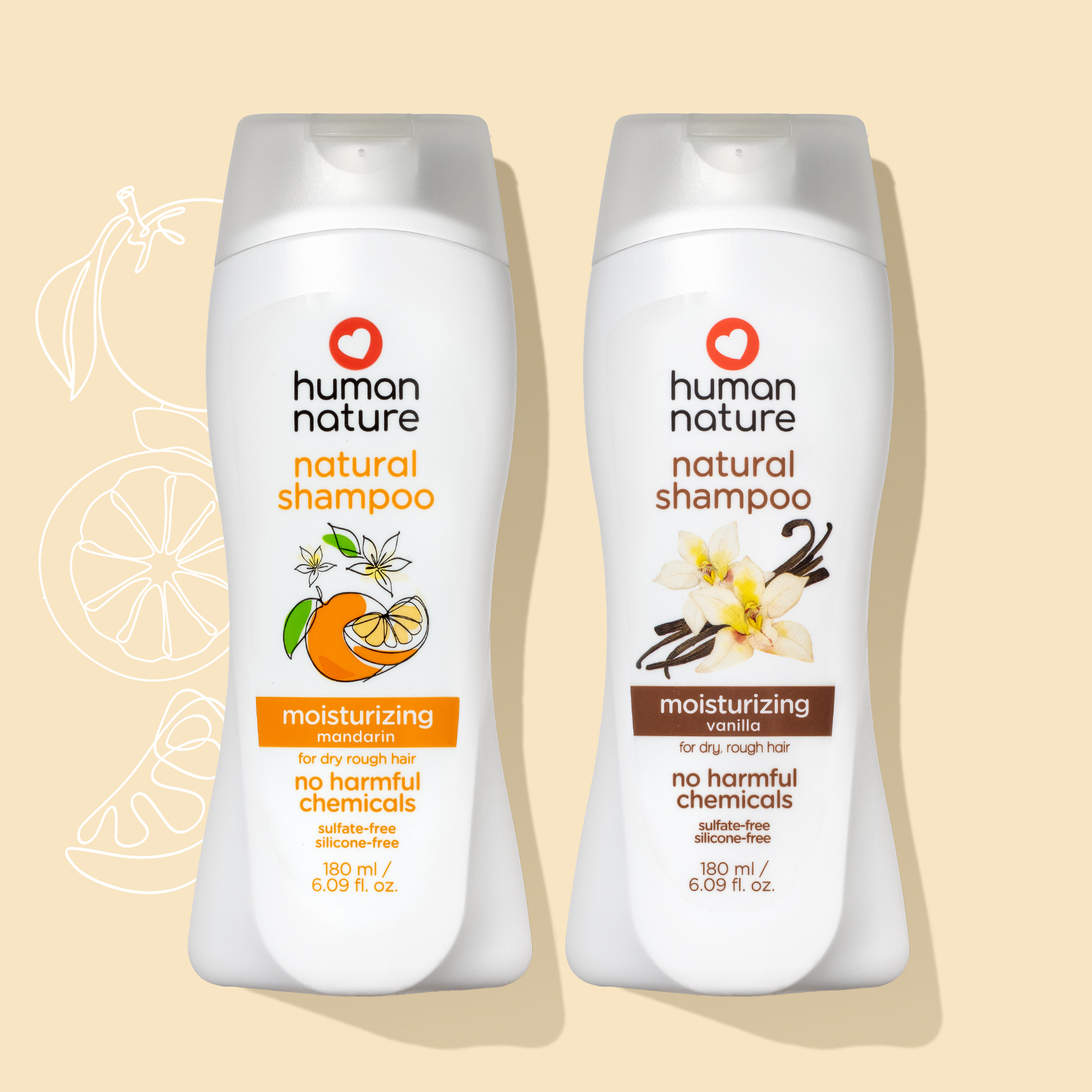 Human Nature, Moisturizing Mandarin Natural Shampoo for dry, rough hair